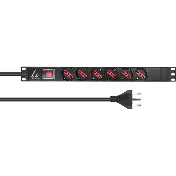 Kabel zasilający Lanview Lanview LVR-2MIT-SW-IT6 rozdzielacz zasilania PDU 1U Czarny