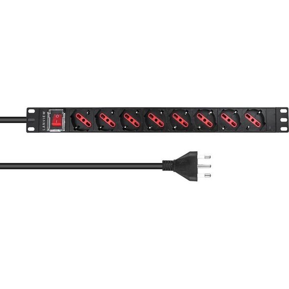 Kabel zasilający Lanview Lanview LVR-2MIT-SW-IT8 rozdzielacz zasilania PDU 1U Czarny