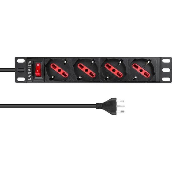 Kabel zasilający Lanview Lanview LVR-2MIT-SW-IT4 rozdzielacz zasilania PDU 1U Czarny