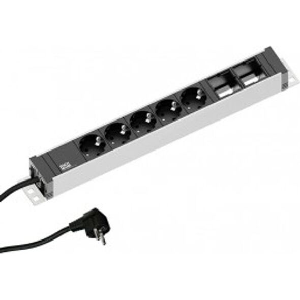 Kabel zasilający Bachmann Bachmann 922.0181 rozgałęziacz 3 m 5 x gniazdo sieciowe Wewnętrzna Czarny, Srebrny