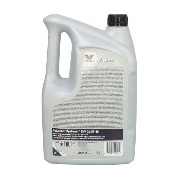 Valvoline Alyva varikliui SYNPOWER ENV C2 0W30 5L, Valvoline