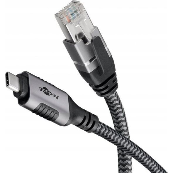 Adapter AV Goobay Goobay 70697 zmieniacz płci / kabli USB C RJ-45 Czarny, Srebrny