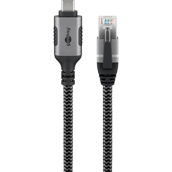 Adapter AV Goobay Goobay 70697 zmieniacz płci / kabli USB C RJ-45 Czarny, Srebrny