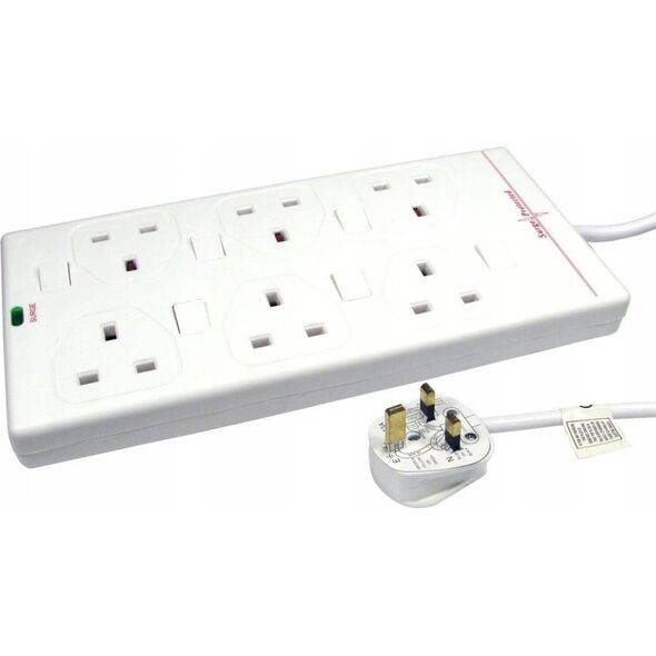 Kabel zasilający MicroConnect Microconnect GRU006WUK-SWITCH rozgałęziacz 2 m 6 x gniazdo sieciowe Biały