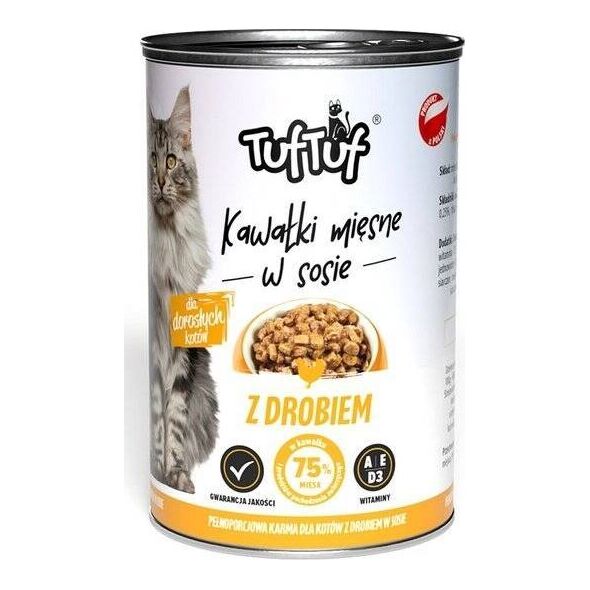 BULT TUF TUF Karma dla kota Kawałki Mięsne z Drobiem 415g
