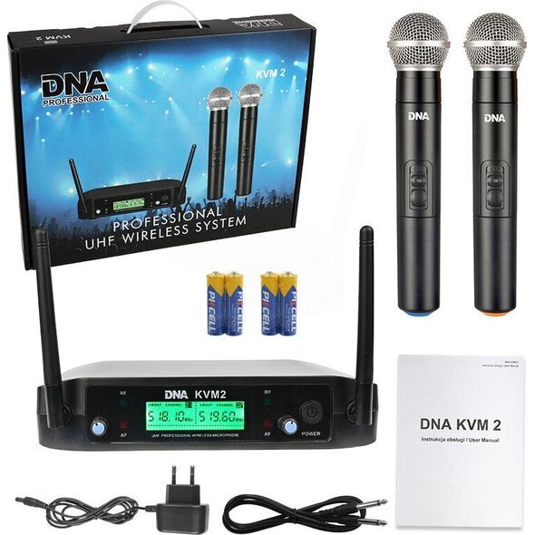 Radio DNA DNA KVM 2 mikrofony bezprzewodowe system nagłośnienia 518-542 MHz