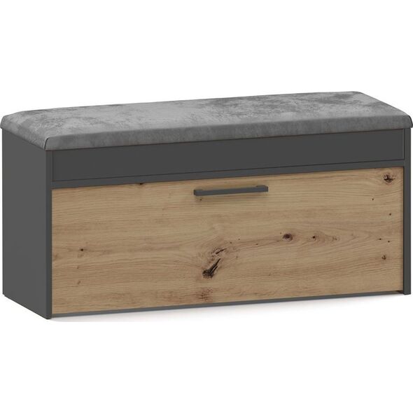 Topeshop Szafka na buty, siedzisko, schowek, 100x35x49 cm, antracyt, dąb artisan