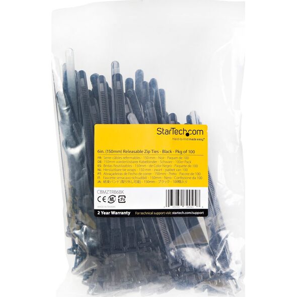Organizer StarTech 100 PACK OF RESEALABLE ZIP TIE