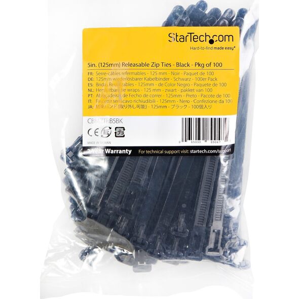 Organizer StarTech 100 PACK OF RESEALABLE ZIP TIE