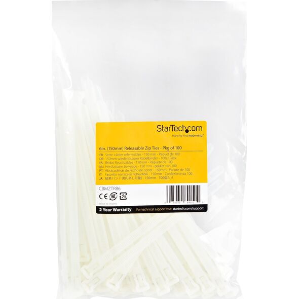 Organizer StarTech 100 PACK OF RESEALABLE ZIP TIES
