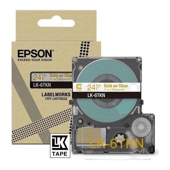 Epson Epson LabelWorks LK-6TKN - Metallic - gold auf durchsichtig - Rolle (2,4 cm x 9 m) 1 Kassette(n) Hangebox - Bandkassette - fur LabelWorks LW-C610