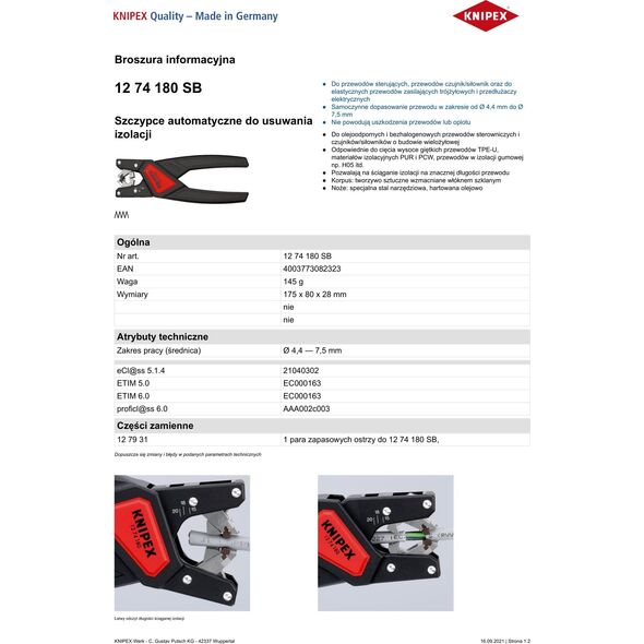 Knipex AUTOMATYCZNE SZCZYPCE DO ŚCIĄGANIA IZOLACJI