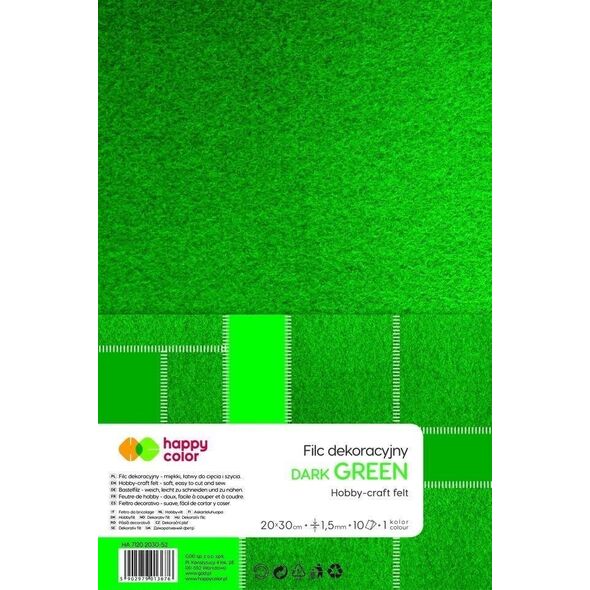 GDD Filc dekoracyjny ciemnozielony 10szt HAPPY COLOR