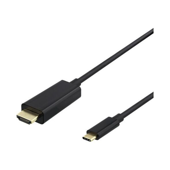 Kabel Deltaco USB-C - HDMI cable DELTACO 4K UHD, auksinis plated, 1m, juodas / USBC-HDMI1010-K / R00140019