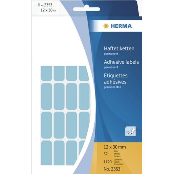 Herma Etykiety samoprzylepne, niebieskie 12x30 mm 1120 Szt. - 2353