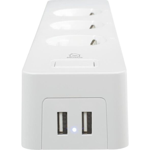 Deltaco Ilgiklis DELTACO SMART HOME 3xCEE 7/4, USB-A 2A, baltas / SH-P03USB2