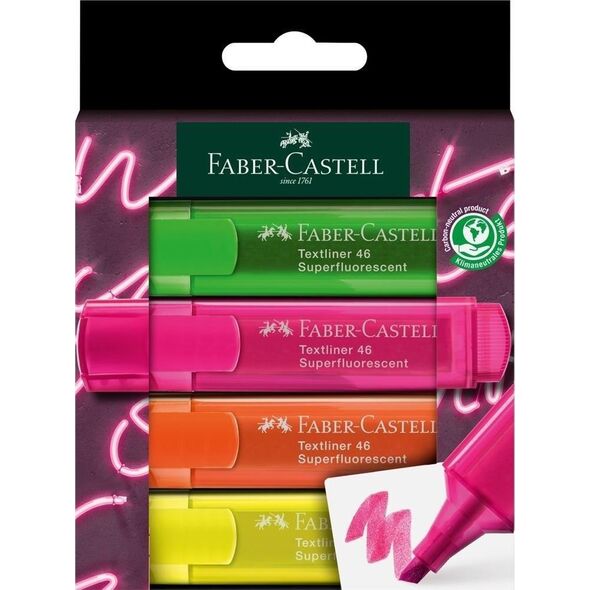 Faber Castell Zakreślacz Super Neon 4 kolory FABER CASTELL