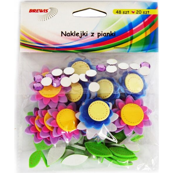 BREWIS Naklejki z pianki kwiatki + cyrkonie