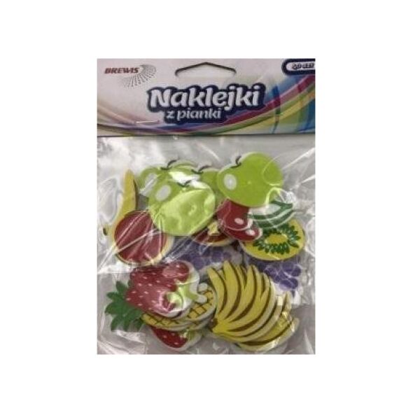 BREWIS Naklejki z pianki owoce 40szt