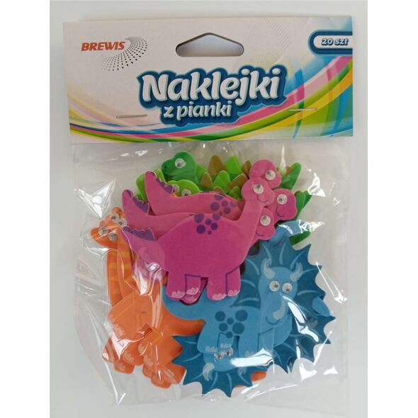 BREWIS Naklejki z pianki dinozaury 20szt