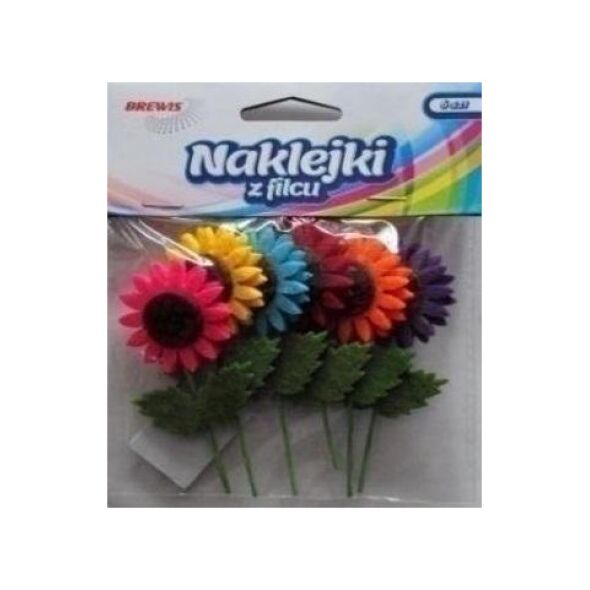 BREWIS Naklejki z filcu kwiatki 6szt
