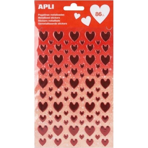 Apli Naklejki metallic serca 86szt