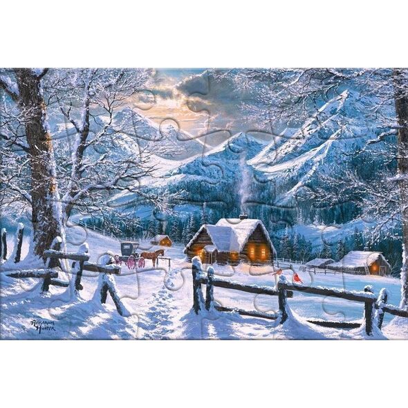 Castorland Puzzlowa kartka pocztowa Snowy Morning