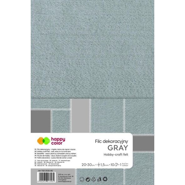 GDD Filc dekoracyjny szary 10szt HAPPY COLOR