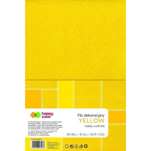 GDD Filc dekoracyjny żółty 10szt HAPPY COLOR