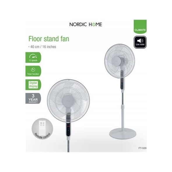 Wentylator Nordic Home Culture Nordic Home Culture „Nordic Home Floor“ ventiliatorius su nuotolinio valdymo pultu, 40 cm, žemas triukšmo lygis, laik