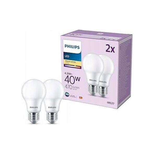 Signify Philips LED classic Lampe 40W E27 Warmweiß 470lm matt 2er P