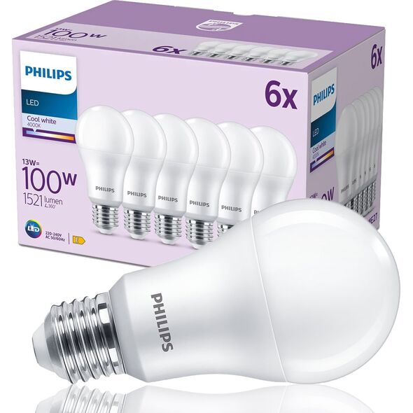 Signify Philips LED classic Lampe 100W E27 Kaltweiß 1521lm matt 6er P