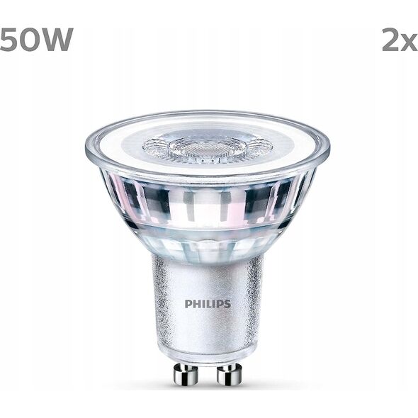 Signify Philips LED classic Lampe 50W GU10 Warmweiß 355lm Silber 2er P