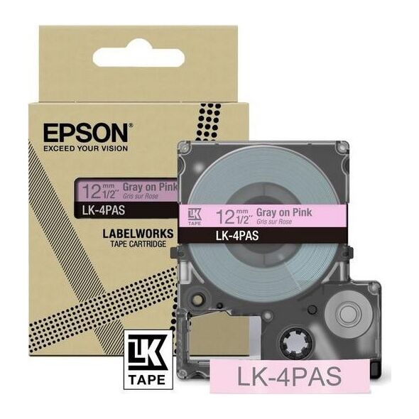 Epson Epson LabelWorks LK-4PAS - Soft Pink/Gray - Rolle (1,2 cm) 1 Kassette(n) Band - fur LabelWorks LW-C410, LW-C610