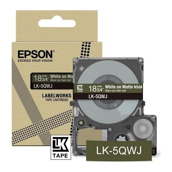 Epson Epson LabelWorks LK-5QWJ - Weiss auf Matt-Khaki - Rolle (1,8 cm x 8 m) 1 Kassette(n) Hangebox - Bandkassette - fur LabelWorks LW-C410, LW-C610