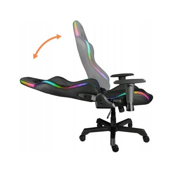 Fotel Deltaco Žaidimų kėdė DELTACO GAMING Baltas LINE, RGB, kaklo pagalvėlė, nugaros pagalvėlė, balta / GAM-080-W