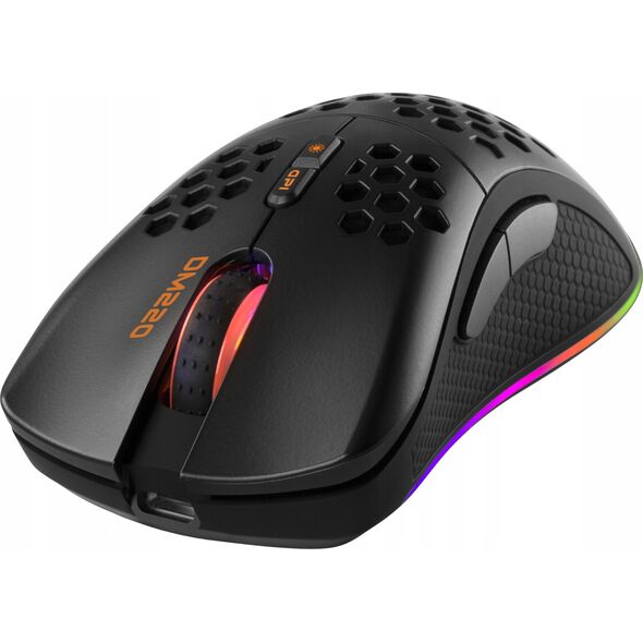 Mysz Deltaco Belaidė itin lengva žaidimų pelė DELTACO GAMING DM220, 70g svorio, RGB, SPCP6651, 400-6400 DPI, 1000 Hz, juoda / GAM-120
