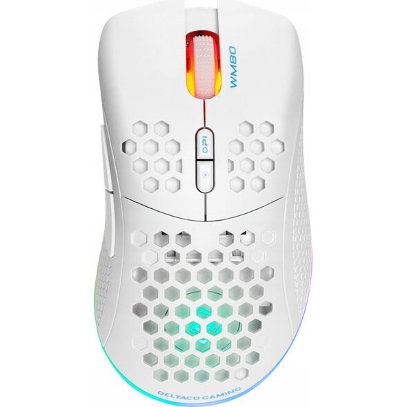 Mysz Deltaco Belaidė itin lengva žaidimų pelė DELTACO GAMING Rožinis LINE PM80 70g svorio, RGB, SPCP6651, 400-4800 DPI, 1000 Hz, rožinė / GAM-120-P