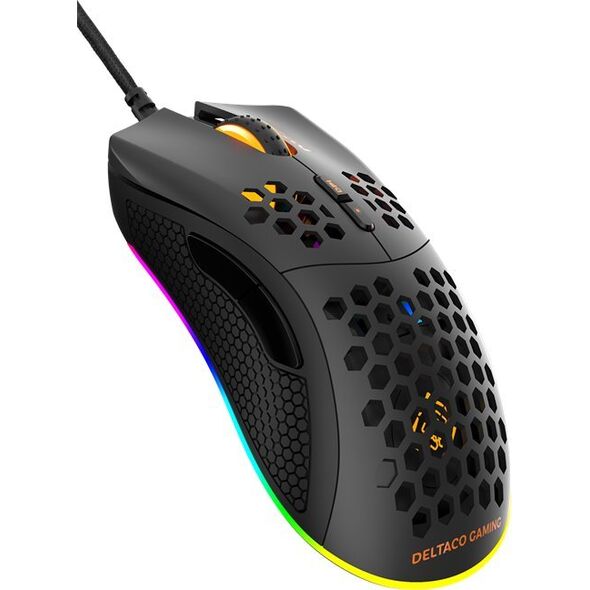 Mysz Deltaco Pelė DELTACO GAMING su laidu, 6400 DPI, RGB, USB, juoda / GAM-108