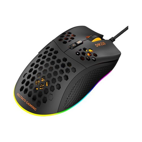 Mysz Deltaco Pelė DELTACO GAMING su laidu, 6400 DPI, RGB, USB, juoda / GAM-108