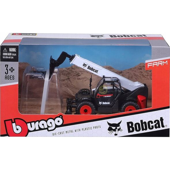 Bburago BBURAGO 1:48 teleskopinis krautuvas Bobcat T40.180SLP su padėklų šakėmis, 18-32087
