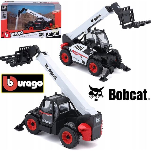 Bburago BBURAGO 1:48 teleskopinis krautuvas Bobcat T40.180SLP su padėklų šakėmis, 18-32087
