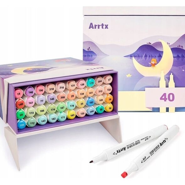 ARRTX Dvipusiai markeriai - flomasteriai ARRTX Alp, 40 spalvų, pastelinių atspalvių