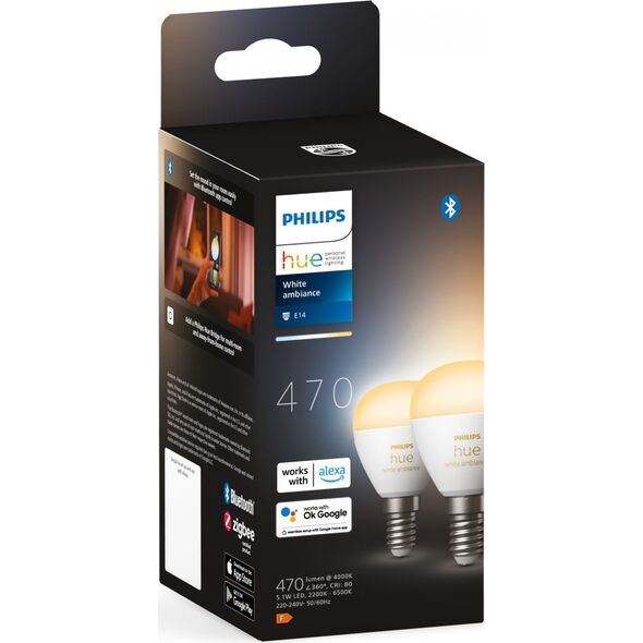 Signify Philips Hue White Amb. E14 Luster Tropfen Doppelpack 2x470lm