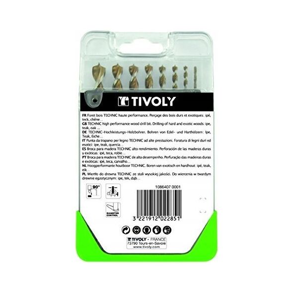 Wiertło Tivoly Tivoly Medžio grąžtų rinkinys 2 - 10mm, 8 vnt, HSS, sugraduotas