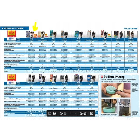 Wiertło Tivoly Tivoly Medžio grąžtų rinkinys 2 - 10mm, 8 vnt, HSS, sugraduotas
