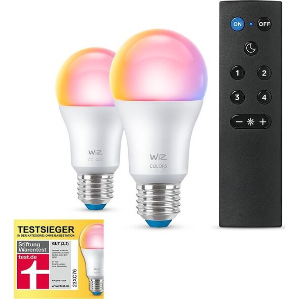 Signify WiZ White & Color 60W E27 A60 Standardform 2er +Remote Control