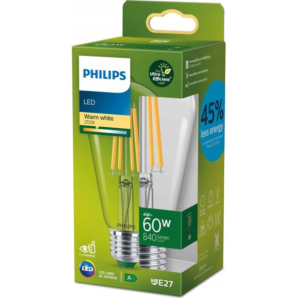 Signify Philips Classic LED-A-Label Lampe 60W E27 klar warmws Edison