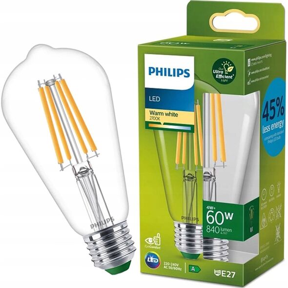 Signify Philips Classic LED-A-Label Lampe 60W E27 klar warmws Edison