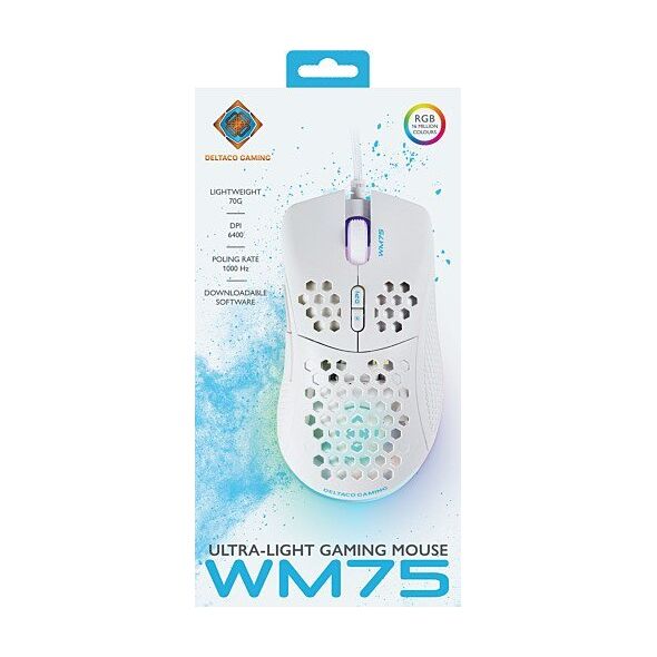 Mysz Deltaco Deltaco Gaming Baltas LINE WM75 Lengva žaidimų pelė, RGB, balta GAM-108-W
